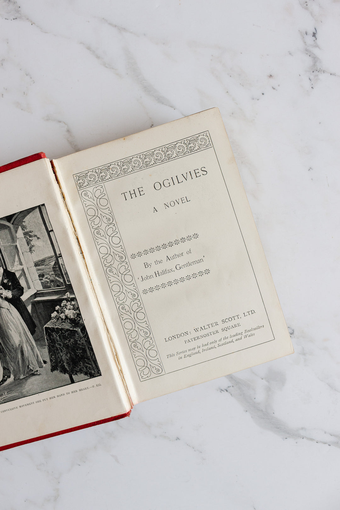 vintage english trio of hardcover books, shades of red