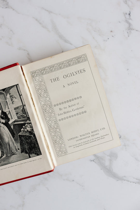 vintage english trio of hardcover books, shades of red