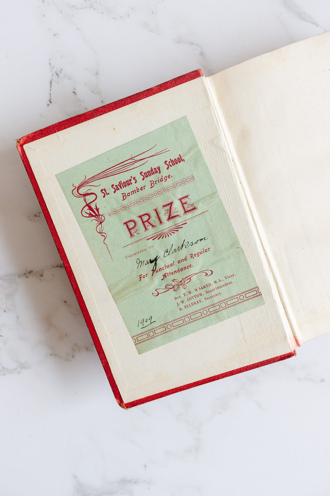 vintage english trio of hardcover books, shades of red