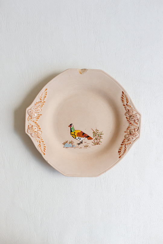 1930s art deco french émaux de longwy pink plate