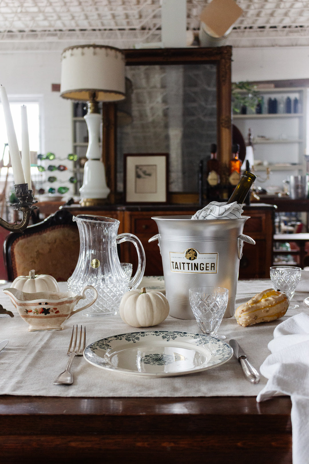 vintage french aluminum "tattinger" champagne bucket