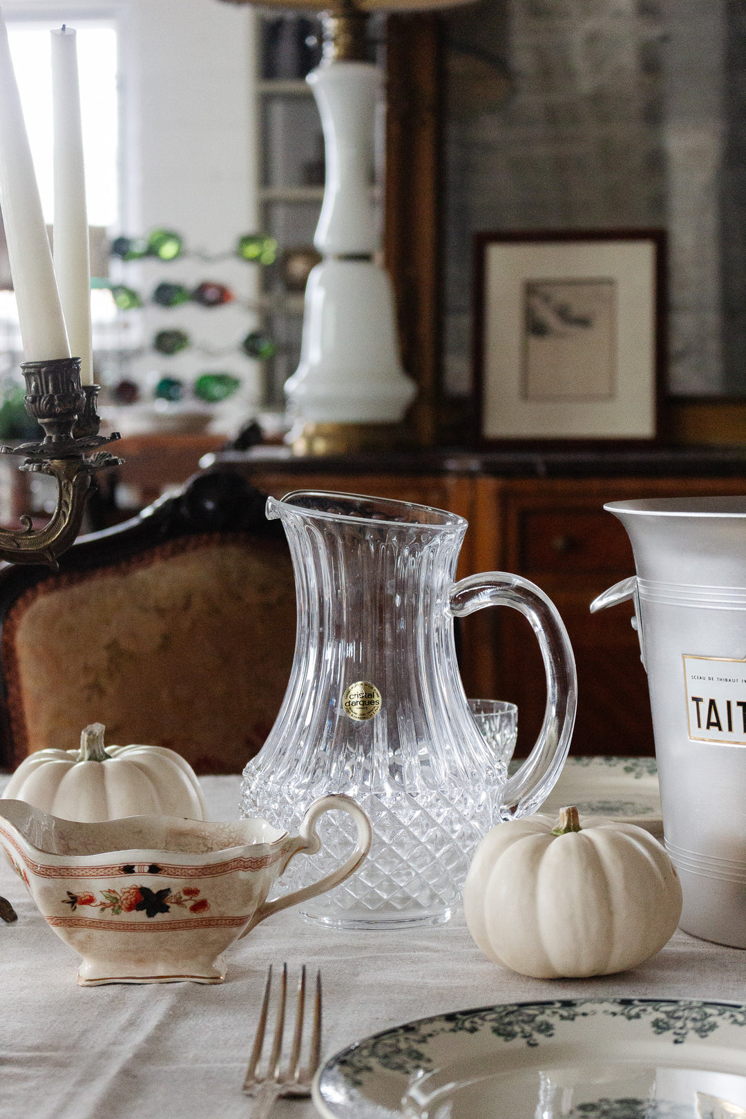 vintage french cristal d'arques water pitcher