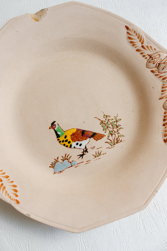 1930s art deco french émaux de longwy pink plate