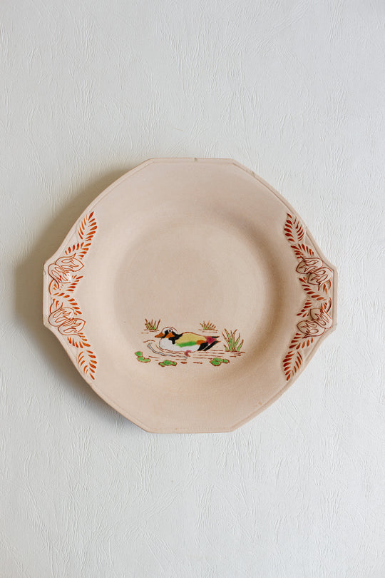 1930s art deco french émaux de longwy pink plate