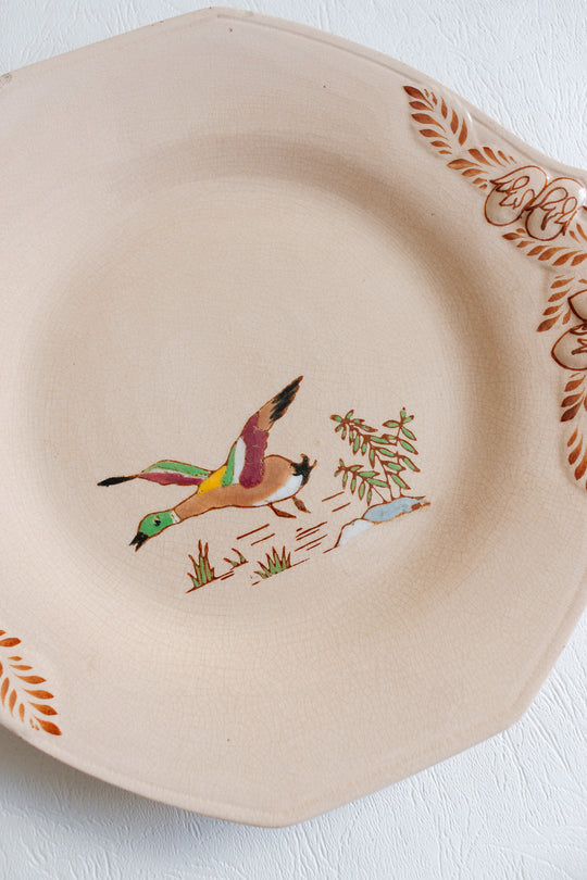 1930s art deco french émaux de longwy pink plate