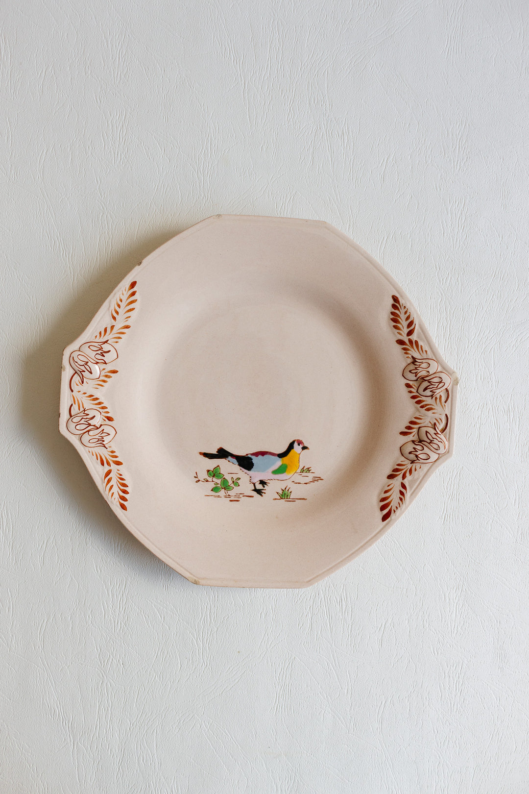 1930s art deco french émaux de longwy pink plate