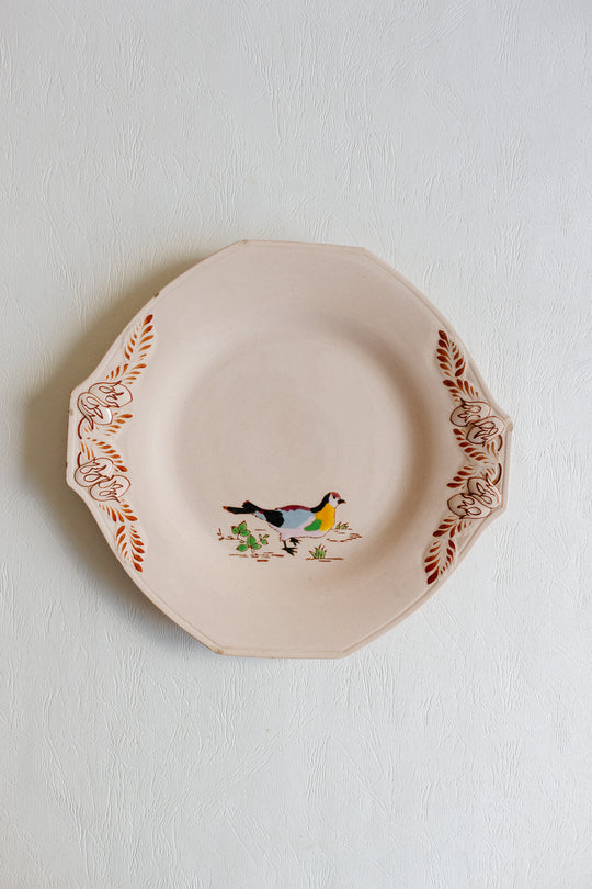 1930s art deco french émaux de longwy pink plate