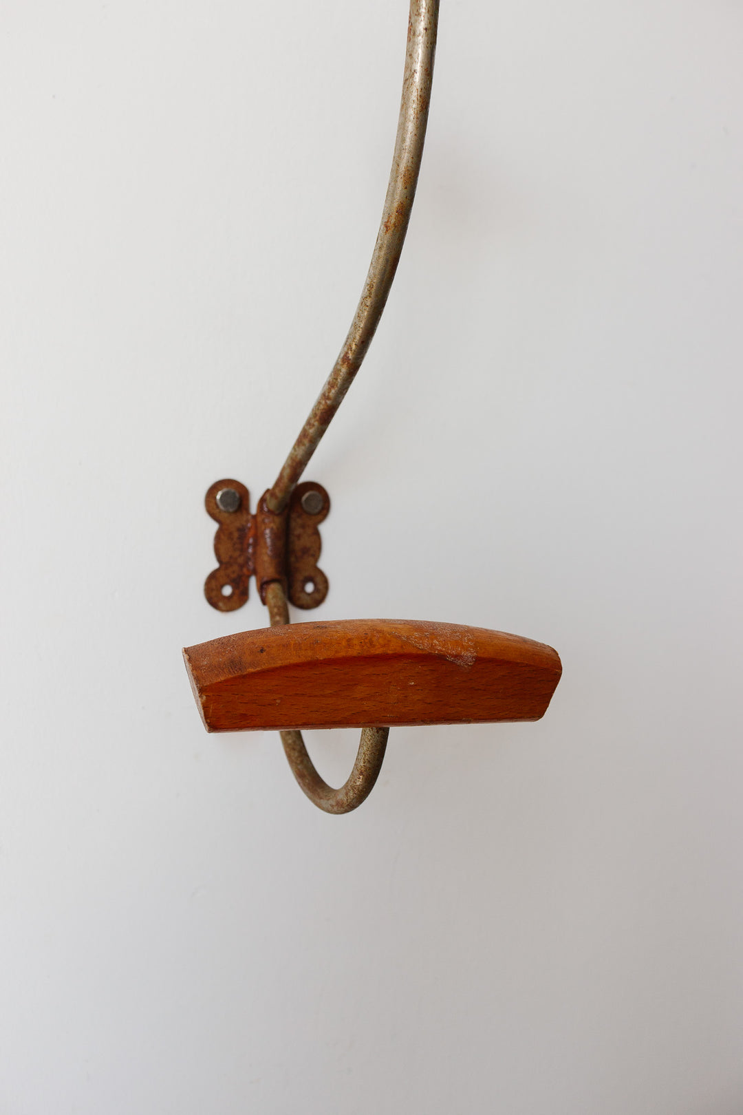 antique french wood and metal chapeau hook