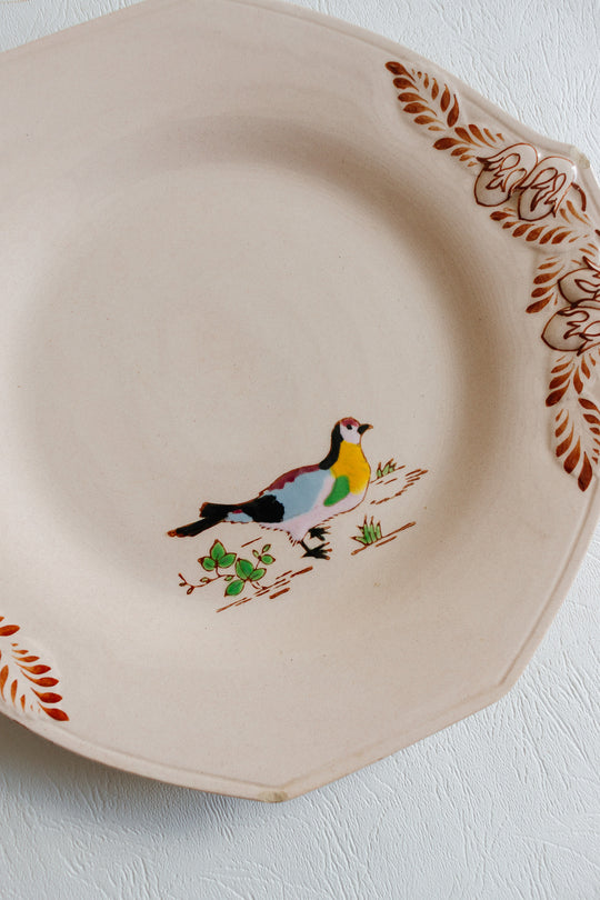 1930s art deco french émaux de longwy pink plate