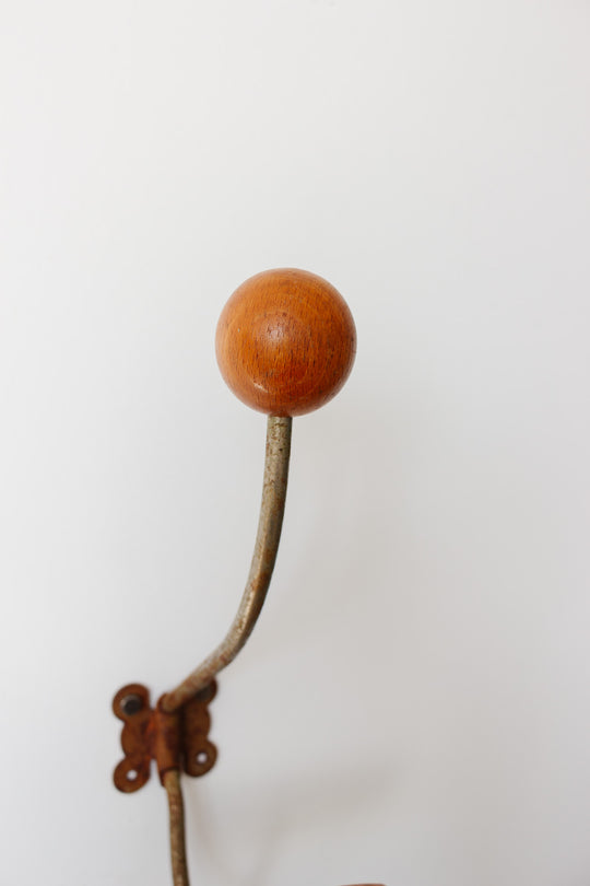 antique french wood and metal chapeau hook