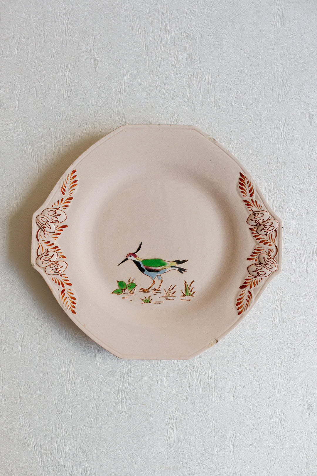 1930s art deco french émaux de longwy pink plate
