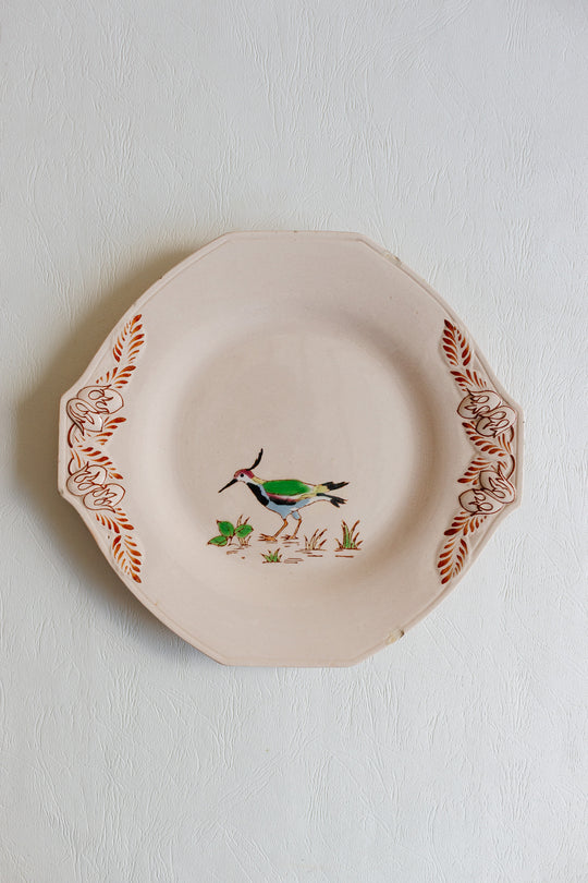 1930s art deco french émaux de longwy pink plate