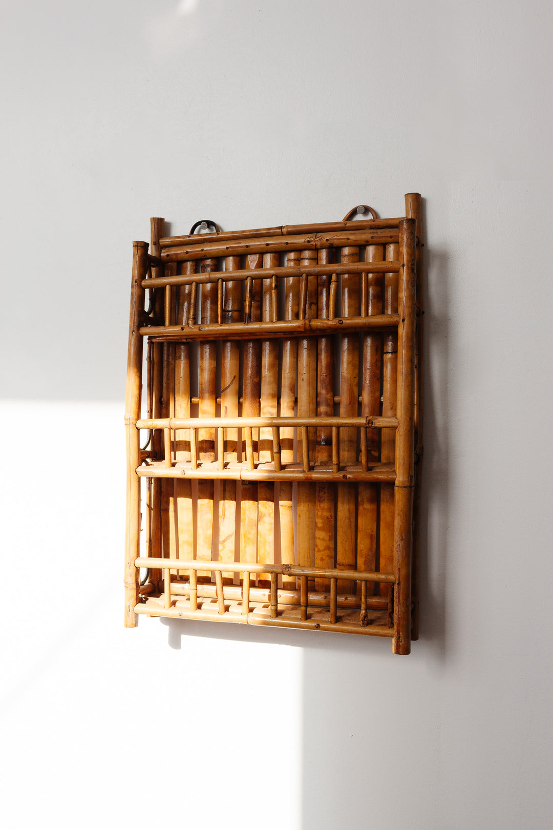 vintage french narrow bamboo shelf