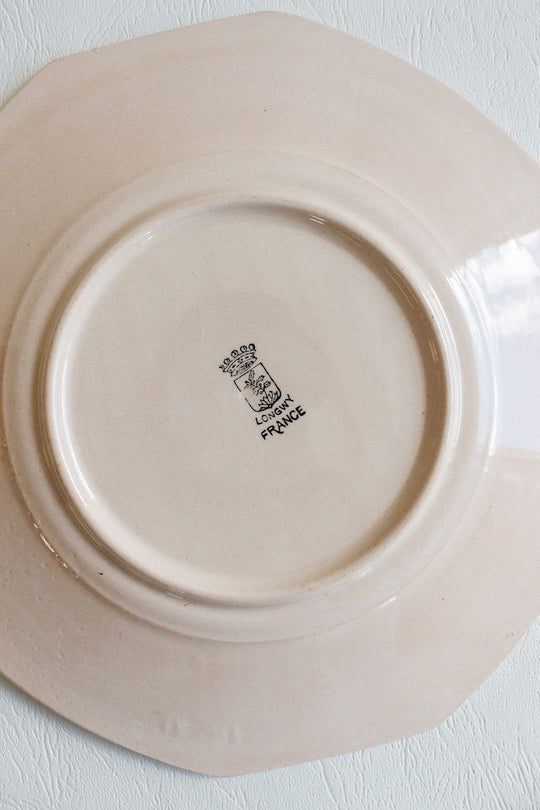 1930s art deco french émaux de longwy pink plate