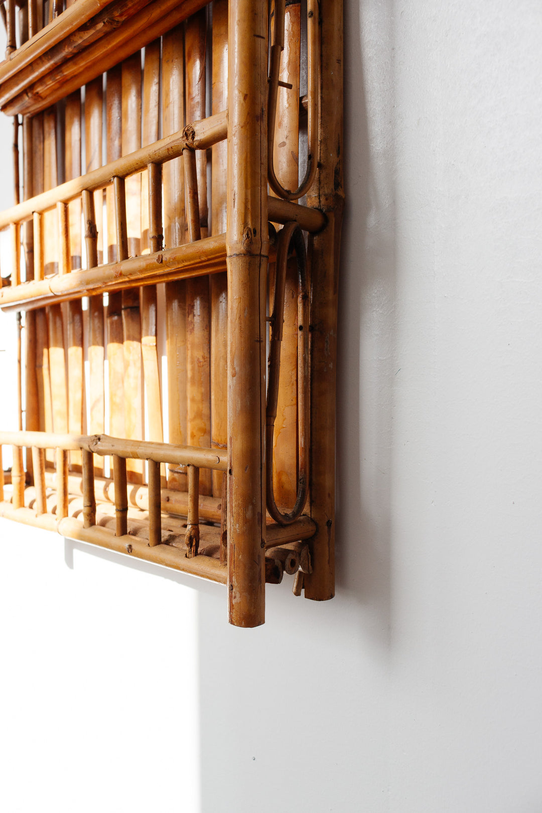 vintage french narrow bamboo shelf