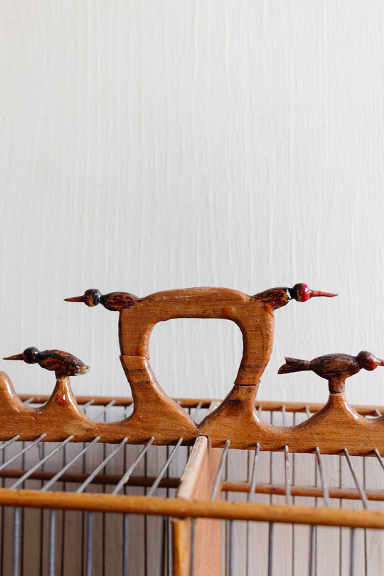 rare hand painted antique french provincial folk art bird cage