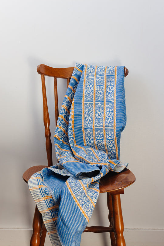 midcentury French cotton tapestry woven fabric