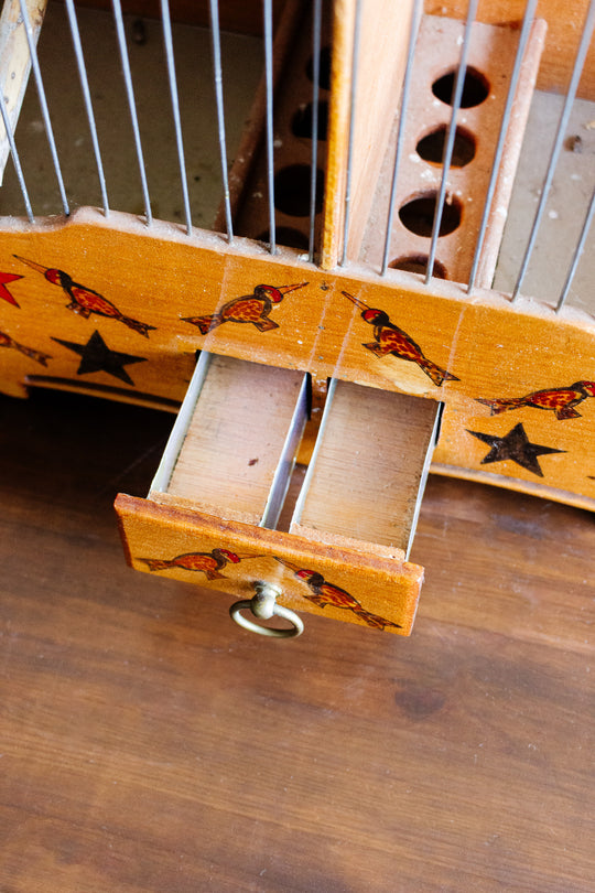rare hand painted antique french provincial folk art bird cage