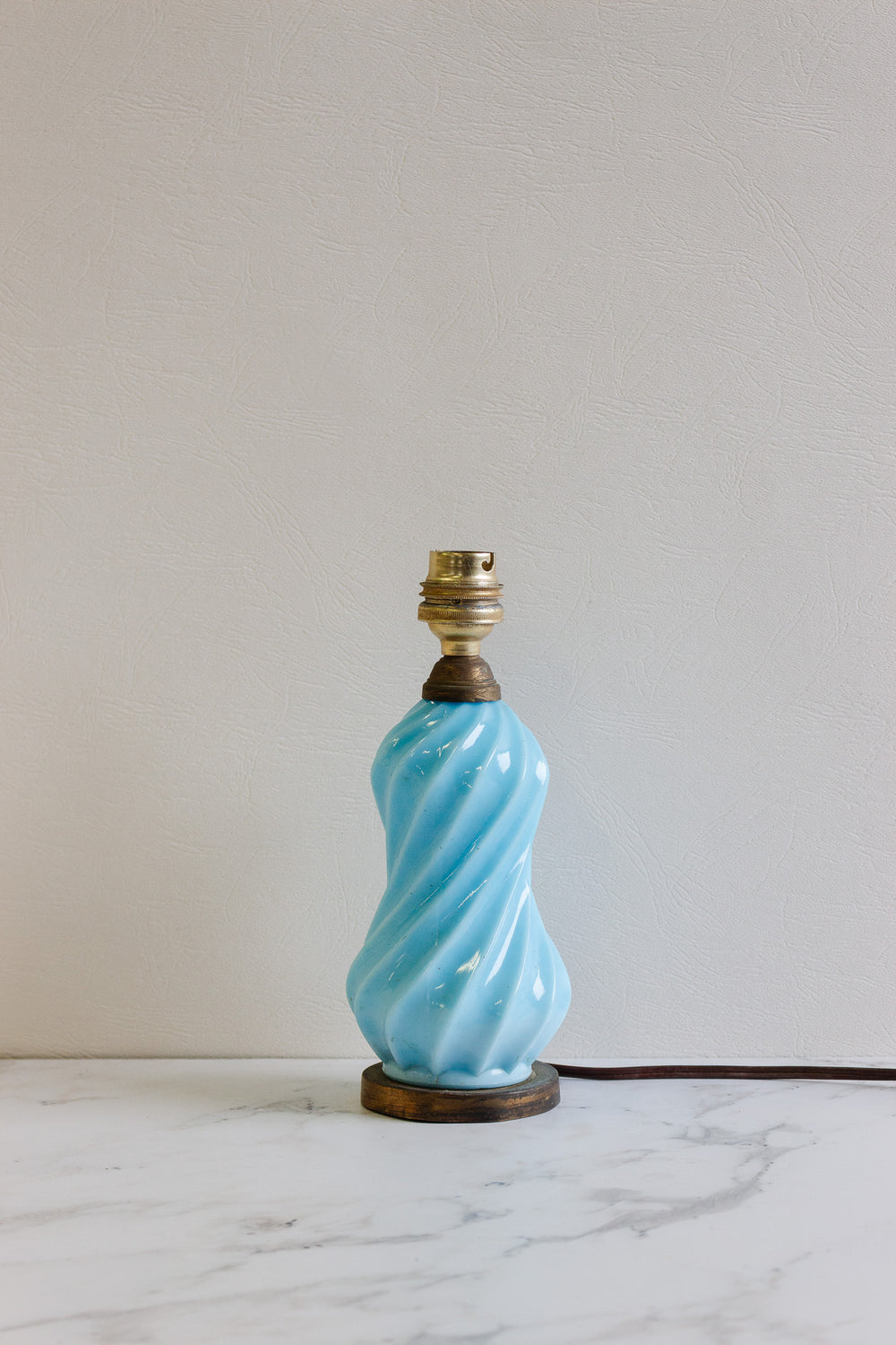 1930s french blue opaline and brass table lamp