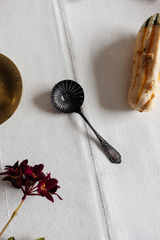 antique french monogrammed "N" sugar sifting spoon