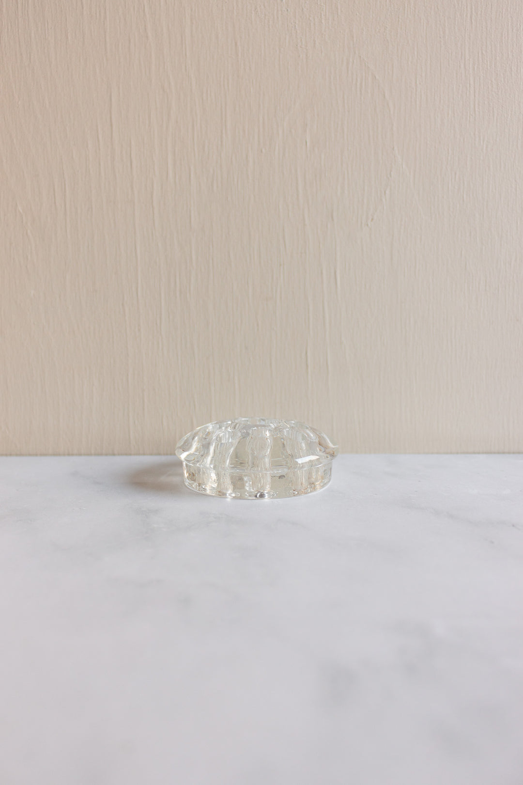 antique French glass flower frog with candle holder