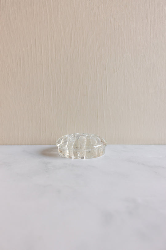 antique French glass flower frog with candle holder