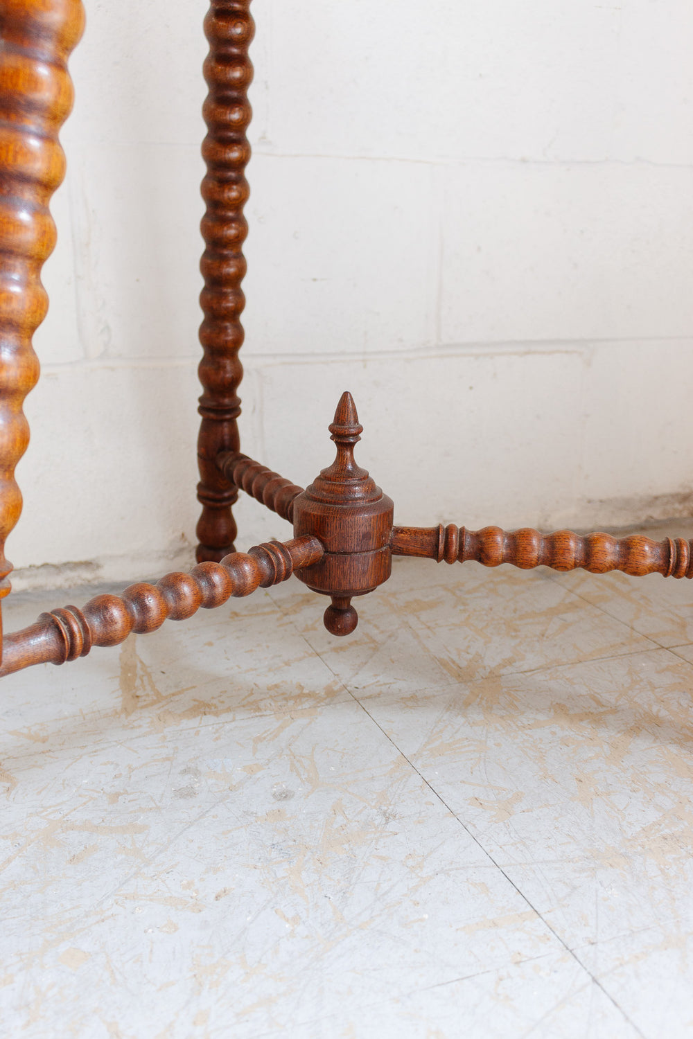 19th century Dutch large oak bobbin side table