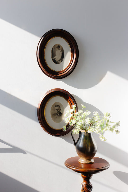 pair of antique french oval portraits