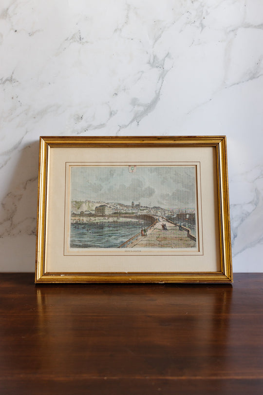 antique french coloured engraving "boulogne"