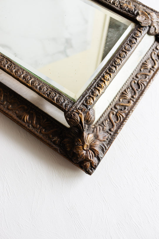antique french repousse mirror