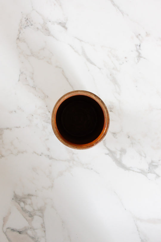 antique french cylindrical terra cotta vase