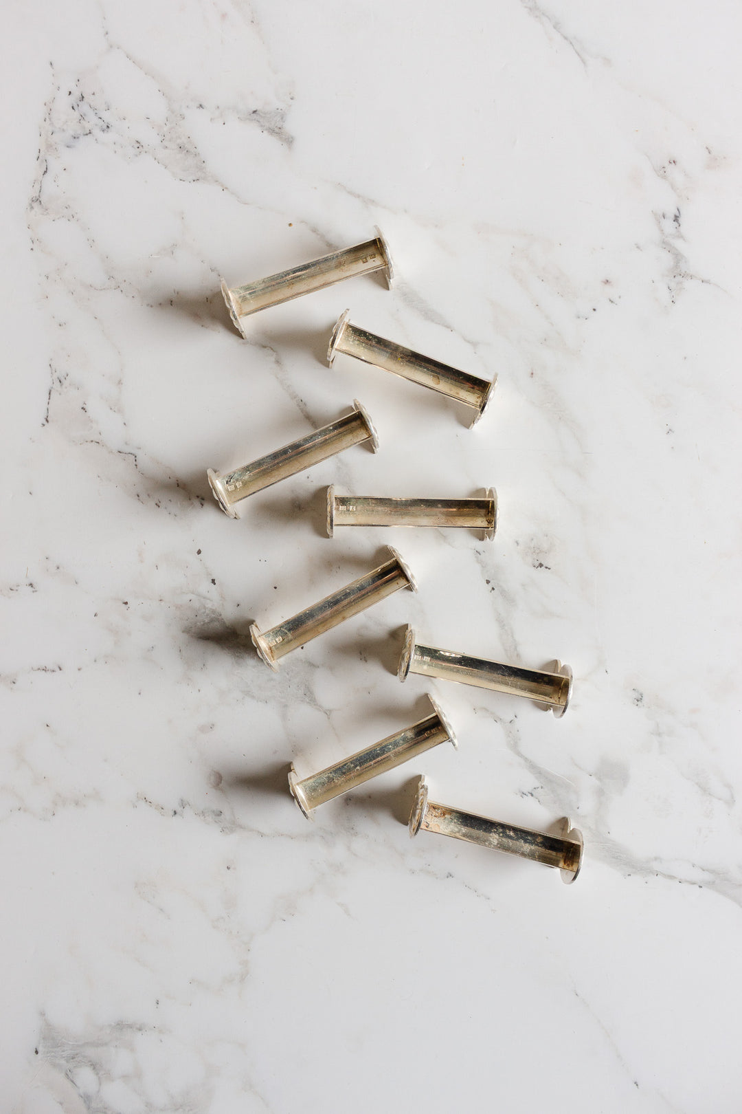 set of 8 antique french silver stamped "porte-couteaux"