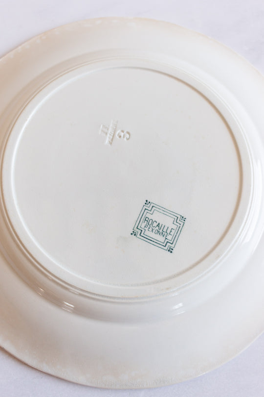 antique French “Rocaille” transferware dinner plates, set of 4