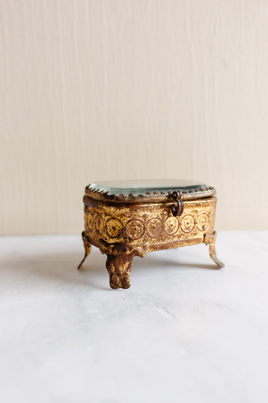 antique french petite beveled glass and ormolu bijoux casket