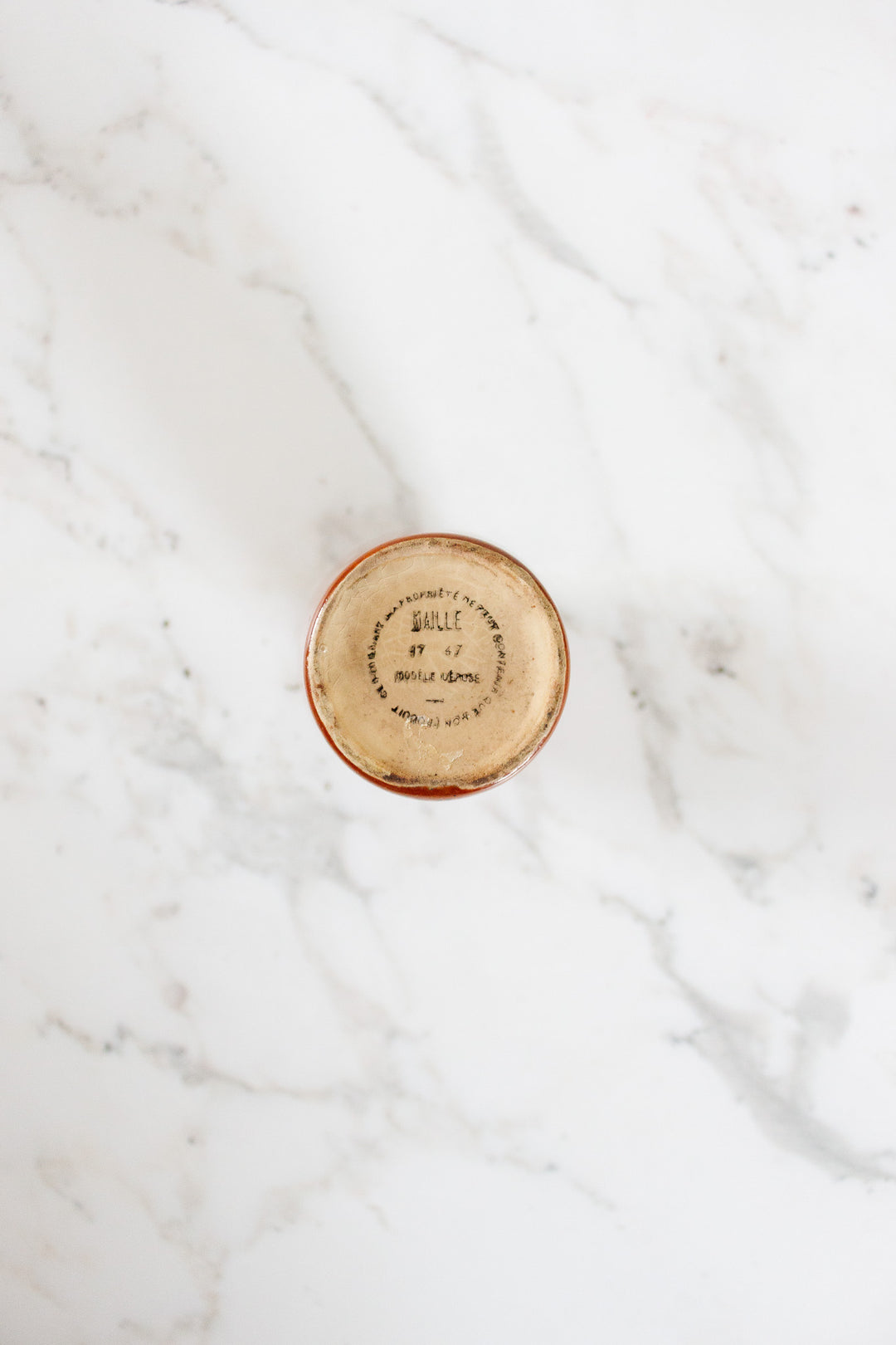 vintage french mustard jar with hand written typography