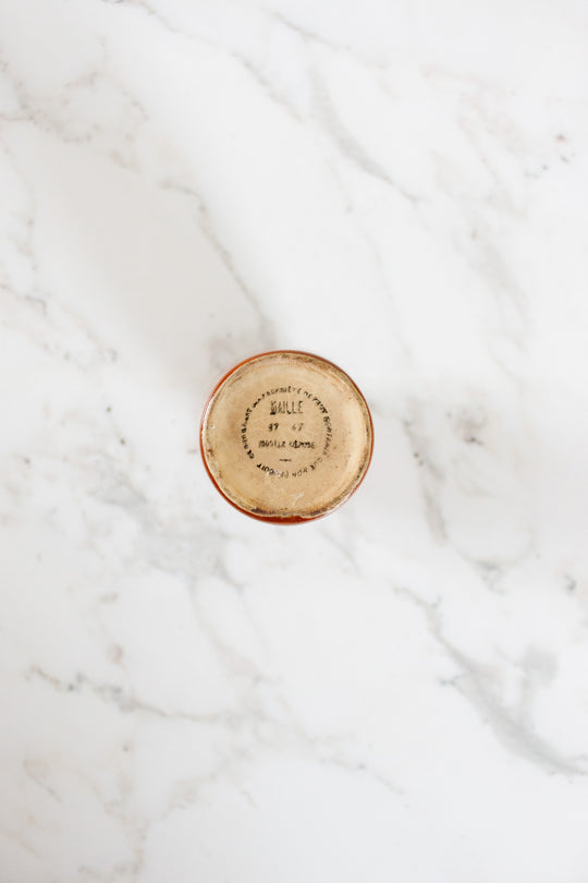 vintage french mustard jar with hand written typography