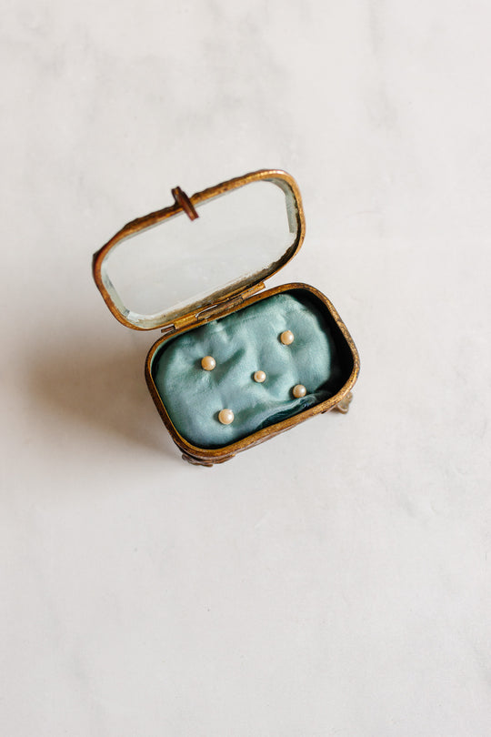 antique french petite beveled glass and ormolu bijoux casket