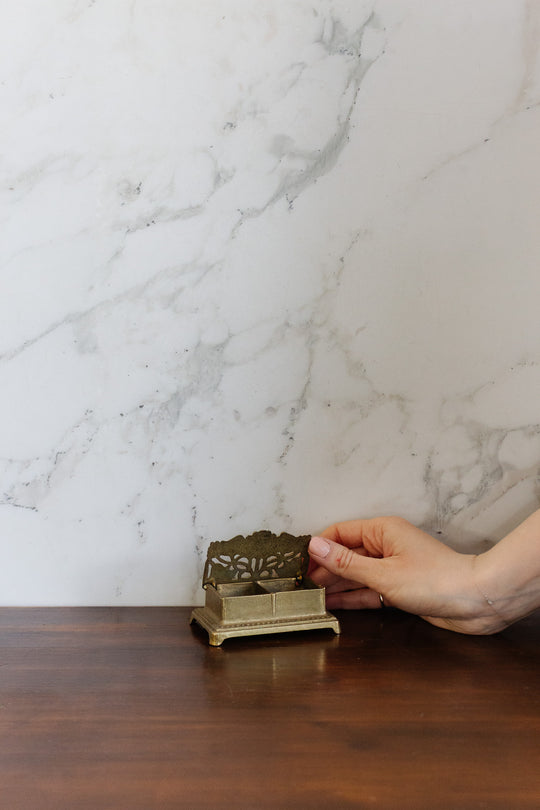 antique french brass stamp box