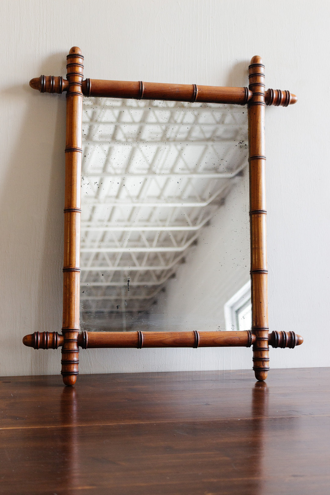 1930s french faux bamboo mirror