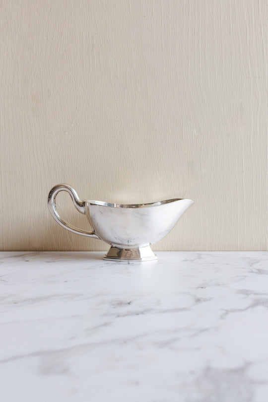 antique French hotel silver gravy boat