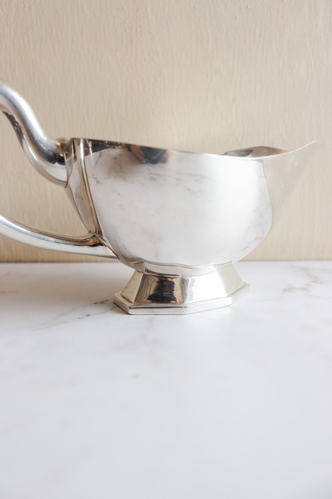 antique French hotel silver gravy boat