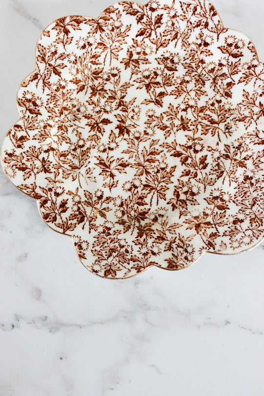 rare turn of the century chapman england floral plate with raised swirl texture