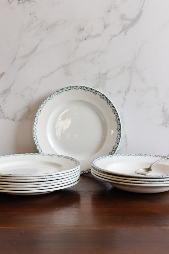 antique french st. amand transferware dish set