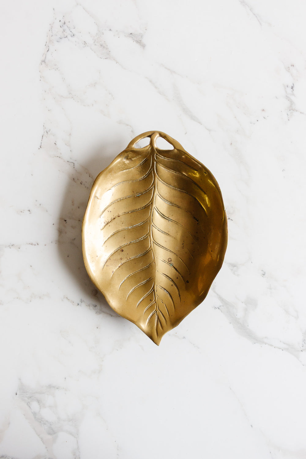 antique french brass leaf shaped plate