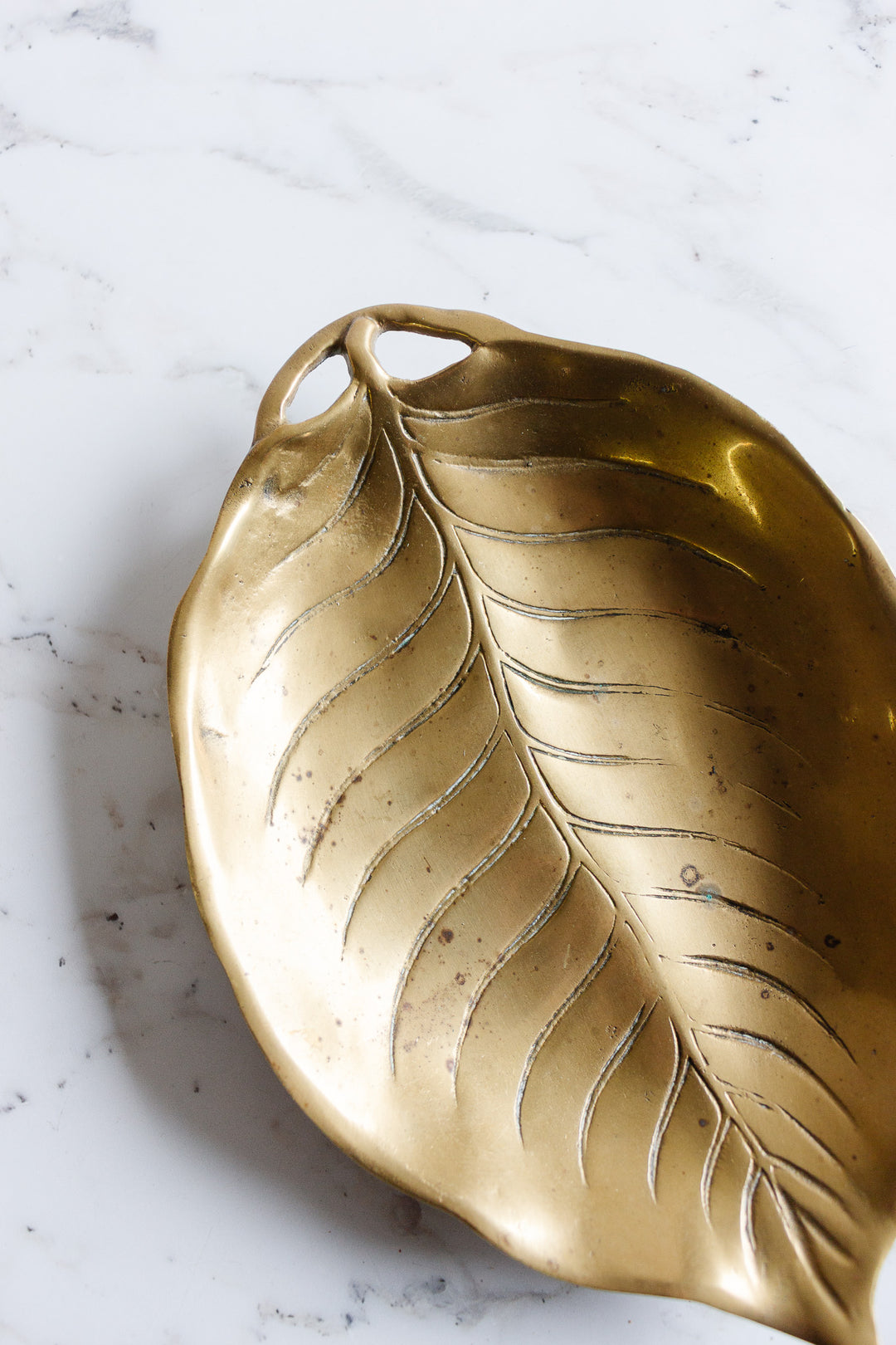antique french brass leaf shaped plate