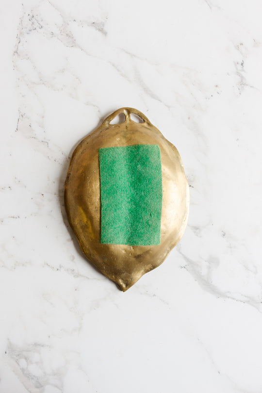 antique french brass leaf shaped plate