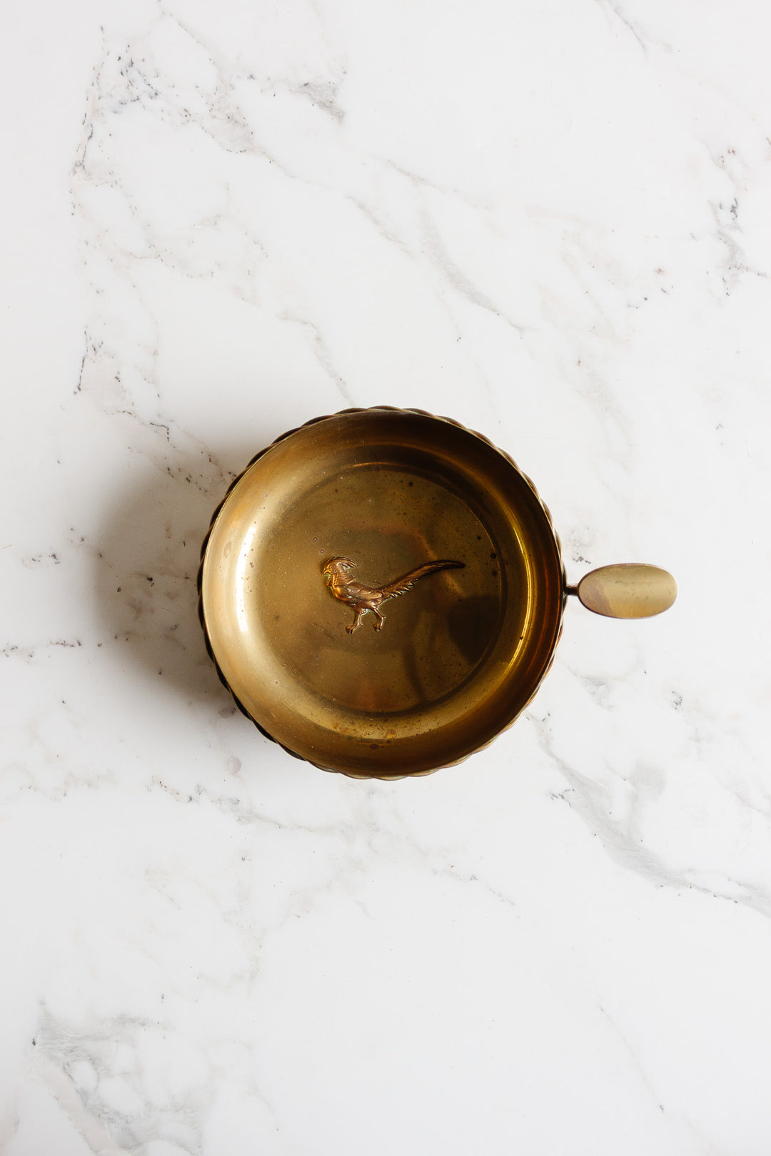 extra large midcentury french brass pheasant "vide-poche"