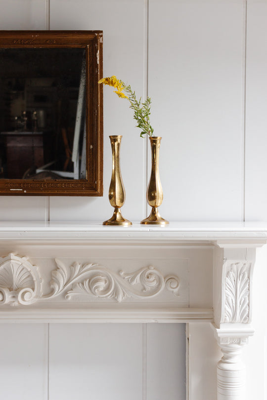 pair of vintage french brass bud vases