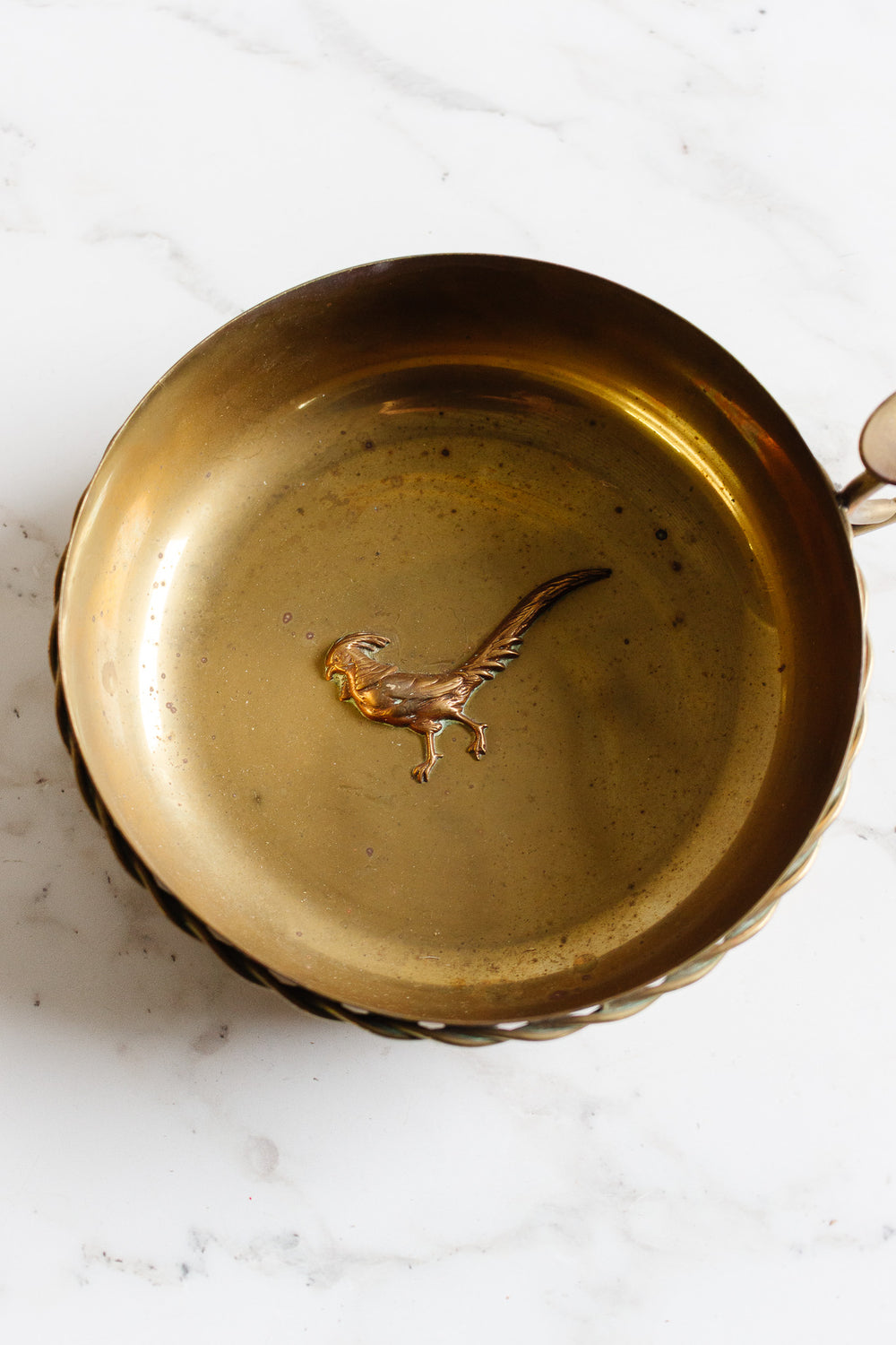 extra large midcentury french brass pheasant "vide-poche"