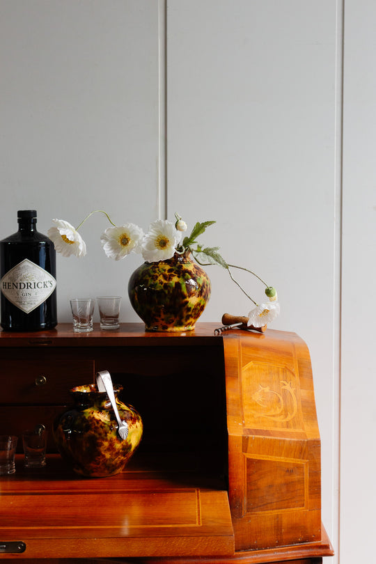 antique french artisan made crimped vase